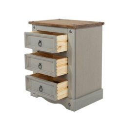 Core Products Premium Corona Grey, 3 Drawer Bedside Cabinet, Grey & Antique Waxed Pine H68.5Cm X W53.0Cm X D38.0Cm - thumbnail 5