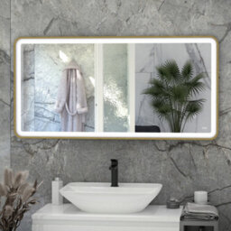 RAK Ceramics Rak Picture Soft 1200X600mm Brushed Gold Rectangular Illuminated Bathroom Mirror With Touch Sensor & Demister Pad Ip44 - thumbnail 1