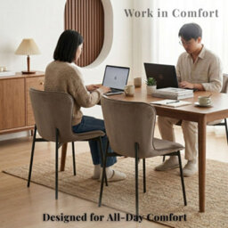 Evre Grey Velvet Dining Chairs Set Of 2 With Black Metal Frame - thumbnail 9