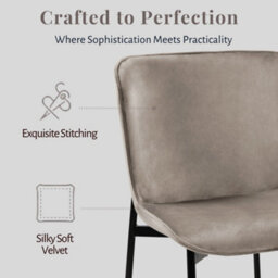 Evre Grey Velvet Dining Chairs Set Of 2 With Black Metal Frame - thumbnail 3