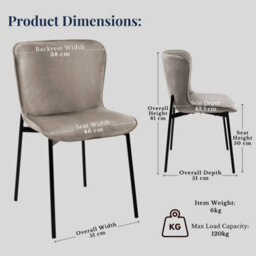 Evre Grey Velvet Dining Chairs Set Of 2 With Black Metal Frame - thumbnail 2