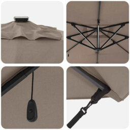 Berkfield Durable Cantilever Roma Parasol With Leds - Taupe (286 X 285 X 270 Cm) - Aluminium - thumbnail 9