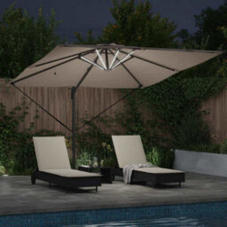 Berkfield Durable Cantilever Roma Parasol With Leds - Taupe (286 X 285 X 270 Cm) - Aluminium - thumbnail 4
