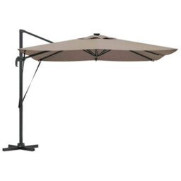 Berkfield Durable Cantilever Roma Parasol With Leds - Taupe (286 X 285 X 270 Cm) - Aluminium - thumbnail 7