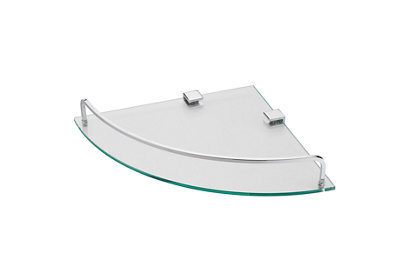 GoodHome Alessano Polished Silver Effect Wall-Mounted Bathroom Corner Shelf (D)25.5Cm (H)4.8Cm (L)25.5Cm - image 1