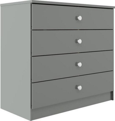 Denver Grey Gloss 4 Drawer Chest Of Drawers Bedroom Furniture Storage - image 1