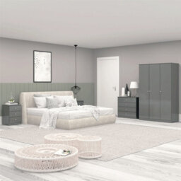 Denver Grey Gloss 4 Drawer Chest Of Drawers Bedroom Furniture Storage - thumbnail 4