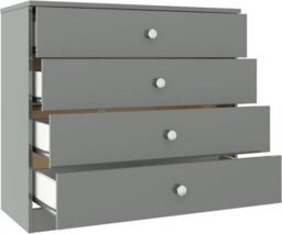 Denver Grey Gloss 4 Drawer Chest Of Drawers Bedroom Furniture Storage - thumbnail 5
