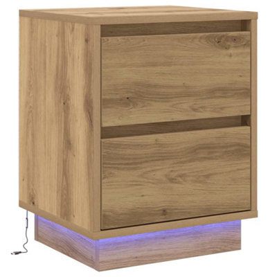 Berkfield Modern Bedside Cabinet With Led Lights Artisan Oak 39X34.5X50 Cm - image 1