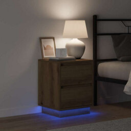 Berkfield Modern Bedside Cabinet With Led Lights Artisan Oak 39X34.5X50 Cm - thumbnail 4