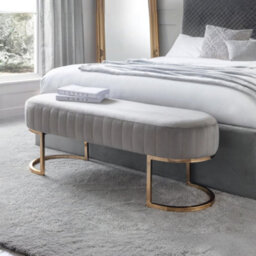 Julian Bowen Harrogate 2 Seater Bench - Grey Velvet