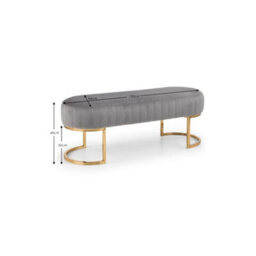 Julian Bowen Harrogate 2 Seater Bench - Grey Velvet - thumbnail 7