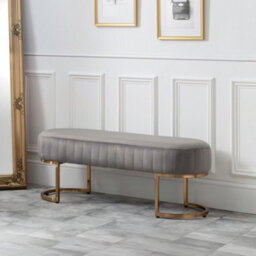 Julian Bowen Harrogate 2 Seater Bench - Grey Velvet - thumbnail 3