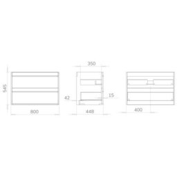 Banyetti Mattila Noir 800mm Wall Hung Vanity Unit With Matt Black Handles - Rustic Oak - thumbnail 5