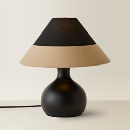 Valuelights Rupert Black Table Lamp With Two Tone Cone Tapered Shade - thumbnail 3