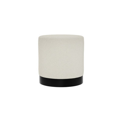 LPD Lara Ivory Boucle Pouffe - Small Multipurpose Design With Matte Black Base - image 1