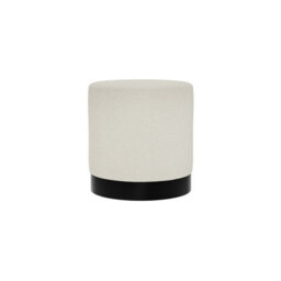 LPD Lara Ivory Boucle Pouffe - Small Multipurpose Design With Matte Black Base - thumbnail 1