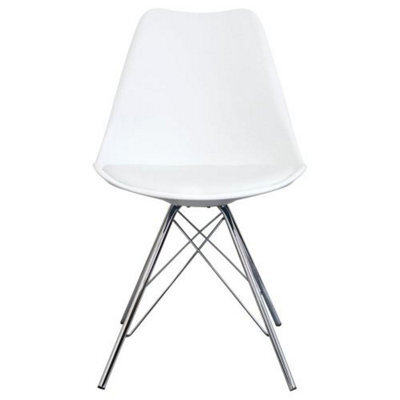 Fusion Living Soho White Plastic Dining Chair With Chrome Metal Legs - image 1