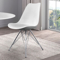 Fusion Living Soho White Plastic Dining Chair With Chrome Metal Legs - thumbnail 2