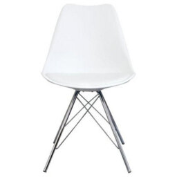 Fusion Living Soho White Plastic Dining Chair With Chrome Metal Legs - thumbnail 1