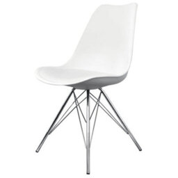 Fusion Living Soho White Plastic Dining Chair With Chrome Metal Legs - thumbnail 3