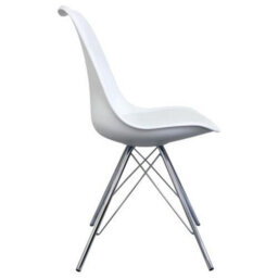 Fusion Living Soho White Plastic Dining Chair With Chrome Metal Legs - thumbnail 7