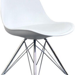 Fusion Living Soho White Plastic Dining Chair With Chrome Metal Legs - thumbnail 4