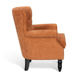 Tufted Orange Accent Chair Liana With Black Wooden Legs - Small Living Room Fabric Armchair - thumbnail 4