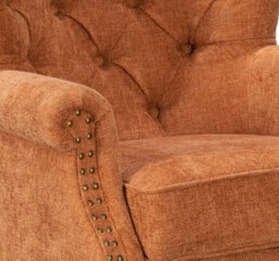 Tufted Orange Accent Chair Liana With Black Wooden Legs - Small Living Room Fabric Armchair - thumbnail 7