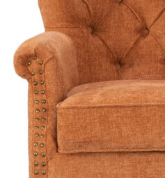 Tufted Orange Accent Chair Liana With Black Wooden Legs - Small Living Room Fabric Armchair - thumbnail 6