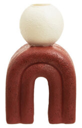 Orsina Modern White Candle Holder With Red Base, Antique Candle Holder For Living Room, Large Candle Holder For Home - thumbnail 6