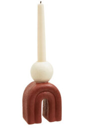 Orsina Modern White Candle Holder With Red Base, Antique Candle Holder For Living Room, Large Candle Holder For Home - thumbnail 4