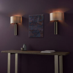 Luminosa Lighting Luminosa Macerata Wall Lamp Brushed Bronze Plate & Mink Satin Fabric - thumbnail 3