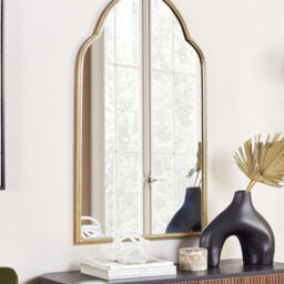 Wyld And Coco Gold Arched Wall Mirror 58 X 104 Cm - Handmade Iron Frame Decorative Accent - thumbnail 2
