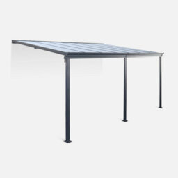 Sweeek - 3X4M Aluminium Lean-To Pergola With Gutter Avenio Anthracite 443X299X258 Cm - thumbnail 1