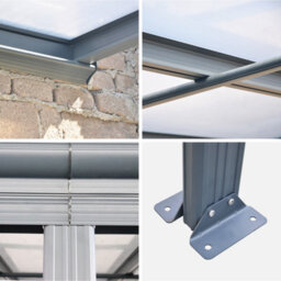 Sweeek - 3X4M Aluminium Lean-To Pergola With Gutter Avenio Anthracite 443X299X258 Cm - thumbnail 2