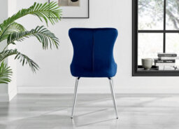 Furniturebox Uk Leonardo Glass And Chrome Metal Dining Table And 6 Blue Nora Velvet Silver Leg Chairs - thumbnail 8