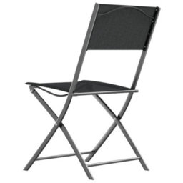 Walplus Folding Outdoor Chairs 2 Pcs Black Steel And Textilene - thumbnail 6