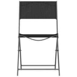 Walplus Folding Outdoor Chairs 2 Pcs Black Steel And Textilene - thumbnail 4