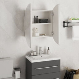 Berkfield Bathroom Cabinet With Round Mirror&led White 47X47X17.5 Cm - thumbnail 4