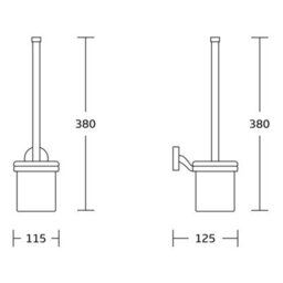 FNX Bathrooms Chrome Plan Toilet Brush & Holder - Wall Mounted Mild Steel Gloss Finish Modern Design - thumbnail 2