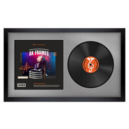 "30X17"" Matte Black Modern Vinyl Record Frame With Silver Mount For 12 Inch Lp Album Cover & Disc - Ak Frames"