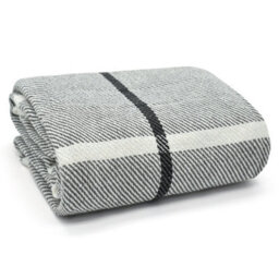 Velosso Modern Chic Minimalist Style Cotton Throw, Pure Natural Fibres Woven Blanket In Subtle Stripe - 50Cm X 60Cm - Grey And Ivory - thumbnail 1