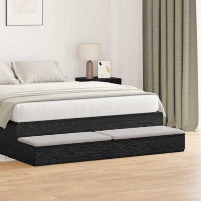 Berkfield Black Bed Drawers - 135 X 36.5 X 16.5 Cm - Made Of Engineered Wood - image 1