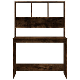Walplus Desk With Shelves Smoked Oak 102X45X148 Cm Engineered Wood - thumbnail 5