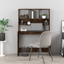Walplus Desk With Shelves Smoked Oak 102X45X148 Cm Engineered Wood - thumbnail 3