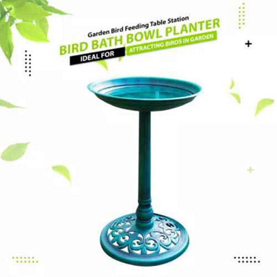 Traditional Outdoor Bird Bath Garden Pedestal Water Bowl - image 1