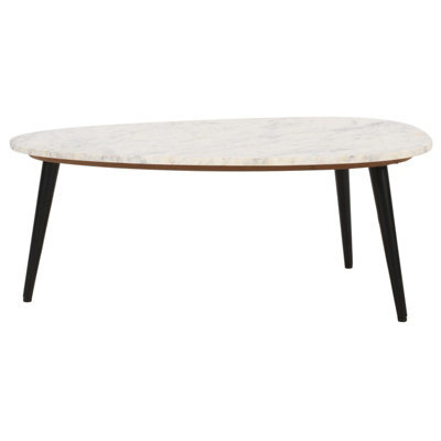 Buttercup Farm Opal Coffee Table With White Marble Top & Metal Legs - - L60 X W90 X H35 Cm - image 1