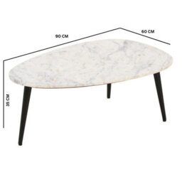 Buttercup Farm Opal Coffee Table With White Marble Top & Metal Legs - - L60 X W90 X H35 Cm - thumbnail 6