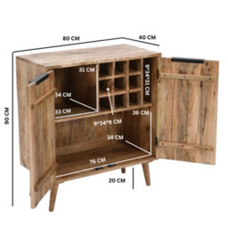 Wyld Haus California Mango Wood Drinks Cabinet, 2 Doors, 800X400X900mm - thumbnail 6